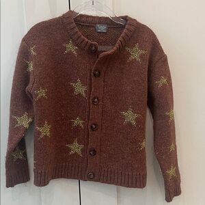 Tocoto vintage girls Brown Cardigan with Gold Stars